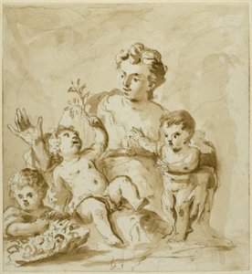 Välgörenhet med mor (Mor med tre spädbarn) av Unknown artist