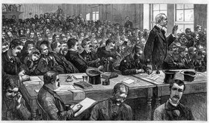 Charles Julius Guiteau (1841-1882), mördare av USA:s president James Abram Garfield (1831-1881), under rättegången 1881, USA av Unknown artist