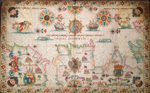 Sjökort över nordöstra Atlanten, från Irland till Kap Verde, ca 1600 (manuskript) av Unknown artist