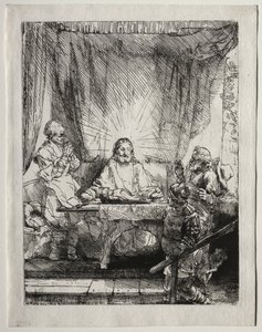 Kristus i Emmaus: Den större tallriken av Unknown artist