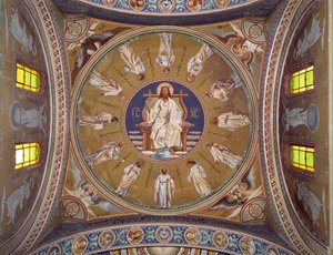 Kristus pantokrator med apostlarna (fresk av Unknown artist