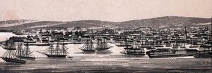 Christiania, Danmark: utsikt över staden (allmän översikt). i "" Världen illustrerar 168 vyer"" Odaterat (slutet av 1800-talet) av Unknown artist