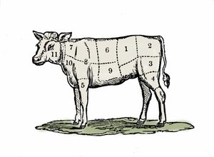 Klämning av kalvkött. av Unknown artist