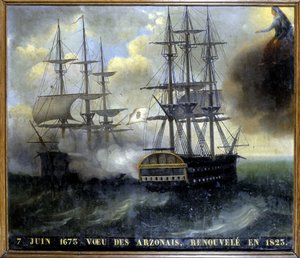 Konflikten mellan de bretonska och holländska flottorna "Wish of the Arzonais av Unknown artist