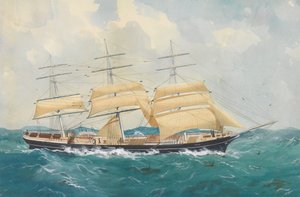 Clipperfartyget "Dharwar" i grov sjö av Unknown artist