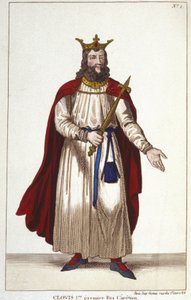 Clovis I (466-511), Frankernas kung, Merovingernas dynasti, gravyr 1830 av Unknown artist