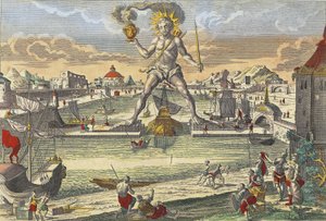 Kolossen av Rhodos - "" Kolossen av Rhodos"" (Colosso di Rodi) - gravyr från 1700-talet av Unknown artist