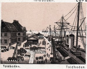 Köpenhamn (Köpenhamn), Danmark: utsikt över Toldboden (hamn, hamn). i "" Världen illustrerar 168 vyer"" Odaterat (slutet av 1800-talet) av Unknown artist