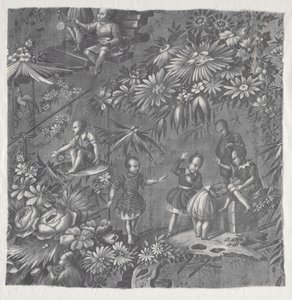 Koppartryckt textil av Unknown artist