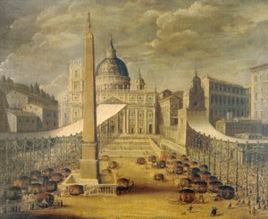 Corpus Christi procession på Petersplatsen vid tiden för påven Innocentius X, ca 1646, av en okänd konstnär, olja på duk av Unknown artist