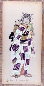 Costume de la zia con il marmocchio (Barn) för skapandet av Madame Butterfly av Giacomo Puccini 1904. Samling från Museo della Scala i Milano. av Unknown artist
