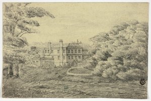 Landgård med herrgård av Unknown artist