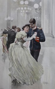 Par som dansar på en julbal av Unknown artist