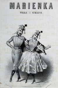 Ett par polkadansare för Strauss "Marienka", n.d. 19:e. av Unknown artist
