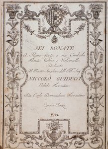 Omslag till sex sonater, op. 3 av Carlo Domenighini av Unknown artist