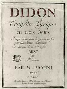 Omslag till librettot till operan "" Didon "" av kompositören Niccolo Vito Piccinni (eller Piccini) (1728-1800). 1783 av Unknown artist