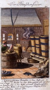 Hantverk: saltlösningen som arbetar med kaliumklorid i sin verkstad. I "" Omfattande beskrivning av konsthantverk och workshops för unga"" av Johan Peter Vue. Ed. Nürnberg, Weigel och Schneider av Unknown artist