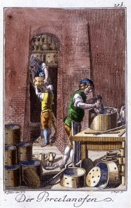 Hantverk: porslinsmakaren i sin verkstad. I "" Omfattande beskrivning av konsthantverk och workshops för ungdomar"" av Johan Peter Vue. Ed. Nürnberg, Weigel och Schneider av Unknown artist