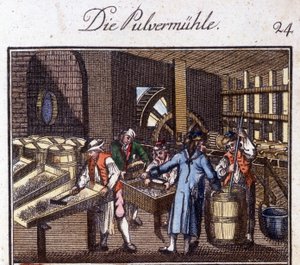 Hantverk: pulvermakaren i sin verkstad. I "" Omfattande beskrivning av konsthantverk och workshops för unga"" av Johan Peter Vue. Ed. Nürnberg, Weigel och Schneider av Unknown artist