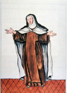 Perus dagliga liv och seder: "" Carmelite dechaussee "" Akvarell hämtad från boken "" Trujillo del Peru "" av Baltasar Martinez Companon y Bajanda, biskop av Trujillo (1782-1785). 1700-talets Madrid. Biblioteca del Palacio Real av Unknown artist