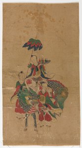 Daoist Immortal på en Qilin och två skötare av Unknown artist