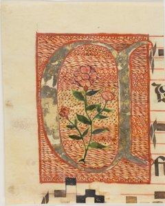 Dekorerad initial "A" med blomma från ett manuskript av Unknown artist