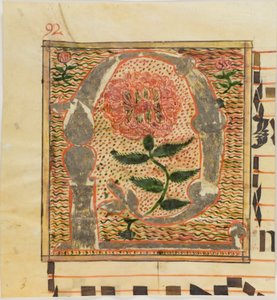 Dekorerad initial "P" med rosor från ett manuskript av Unknown artist