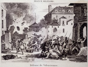 Försvar av Valenciennes (av republikanerna mot britterna och österrikarna 1794). Gravyr av 1800-talet. av Unknown artist