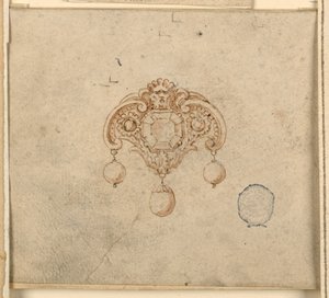 Design för brosch med tre diamanter av Unknown artist