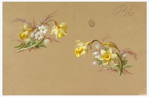 Design för tapeter och textil: Blommor av Unknown artist