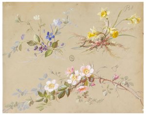 Design för tapeter och textil: Blommor av Unknown artist