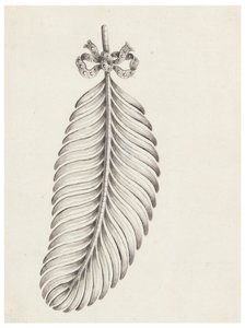Design för en brosch i form av en fjäder av Unknown artist