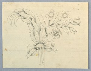Design för en brosch med blommor av Unknown artist