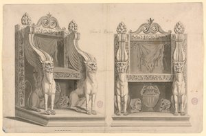 Design för en tron av prästen av Bacchus, efter antik marmor av Unknown artist