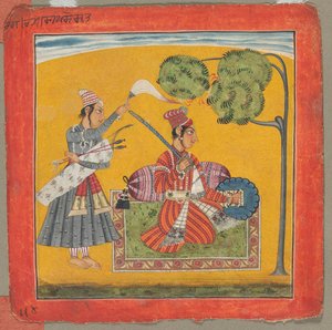 Dipak Raga, en av de trettiosex melodierna (Ragamala): Personifierande kärlek av Unknown artist