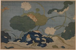 Slända och lotusväxter av Unknown artist