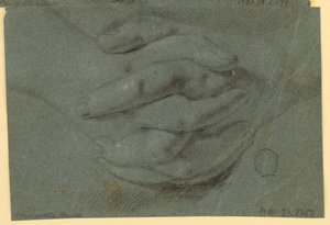 Ritning: Ett arbetsrum för knäppta händer av Unknown artist