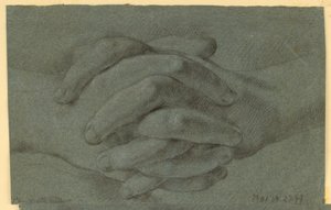Ritning: En studie av knäppta händer av Unknown artist