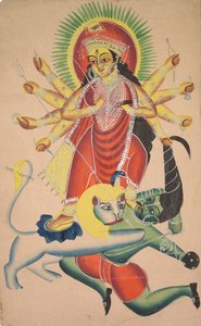 Durga dödar demonen Mahisha av Unknown artist