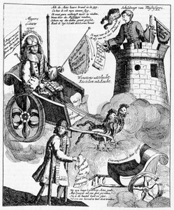 Holländsk satirtryck mot John Law (1671-1729), om Mississippi-fallet av Unknown artist