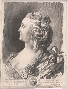 Kejsarinnan av Ryssland Katarina II (tryck) av Unknown artist