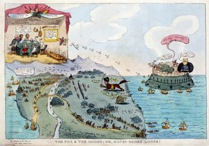 Engelsk tecknad film om Napoleon Bonaparte - i Napoleon I, karikatyrer, dummysamling. 1814 - 1815. B.H.V.P. av Unknown artist
