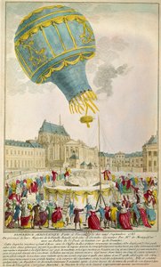 Erfarenhet av bröderna Montgolfier den 19/09/1783 i Versailles Paris. B N av Unknown artist