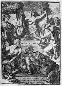 Falsk titel på verket "Investigato Arcanorum" av den holländska handlaren och forskaren Antoine van Leeuwenhoek (eller Leeuvenhoek Leeuwenhoeck) (eller Antoni eller Anthonie) (1632-1723) 1722. av Unknown artist
