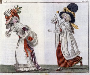 Mode: unga eleganta kvinnor. 1788 av Unknown artist