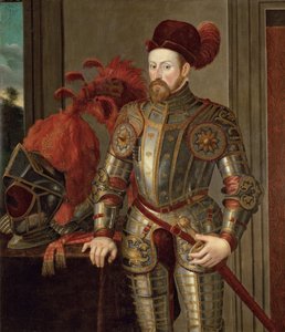 Ferdinand II av Tyrolen (av Habsburg), ärkehertig av Österrike - Porträtt av Ferdinand II (1529-1595), ärkehertig av Österrike, Anonym . Olja på duk, ca 1557. Konsthistoriska museet, Wien av Unknown artist