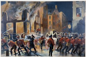 Brand- och brandmän i New York av Unknown artist