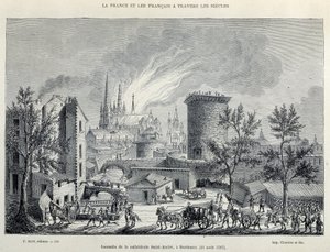 Brand i Cathedrale St André, Bordeaux, 25 augusti av Unknown artist