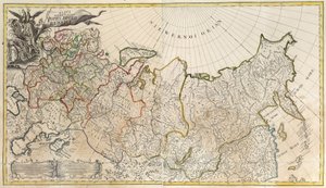 Första allmänna kartan över det ryska imperiet - Anonym mästare - 1745 - Kopparstick, akvarell - Vetenskapsakademien, Sankt Petersburg av Unknown artist