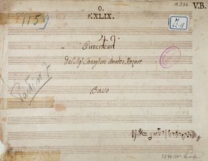 Första sidan av Mithridate, King of the Pont, opera av Mozart (1770) av Unknown artist